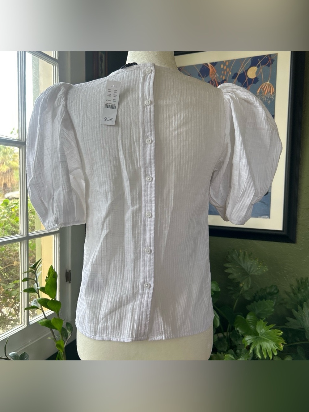 NWT J. Crew White Puff-Sleeve Blouse - Picture 2 of 6